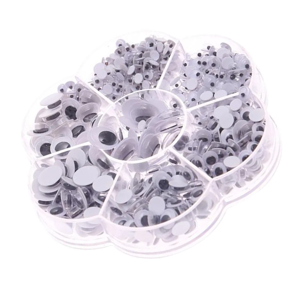 710pcs Assorted Size Self Adhesive Sticky Wiggly Wiggle Googly Eyes Embellishments for Art Crafts DIY Toys 4/5/6/7/8/10/12mm