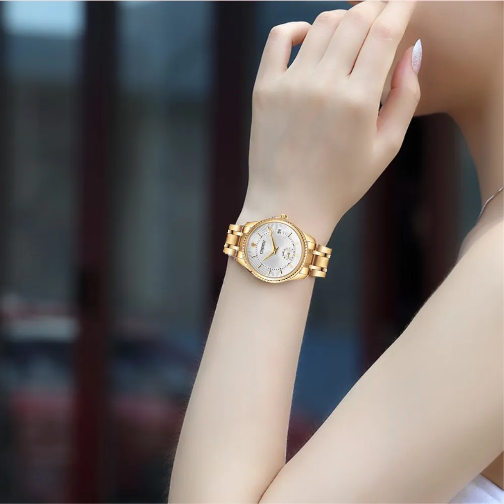 CHENXI часы роскошные золотые часы женские модные часы с кристаллами Женские кварцевые наручные часы из нержавеющей стали женские часы