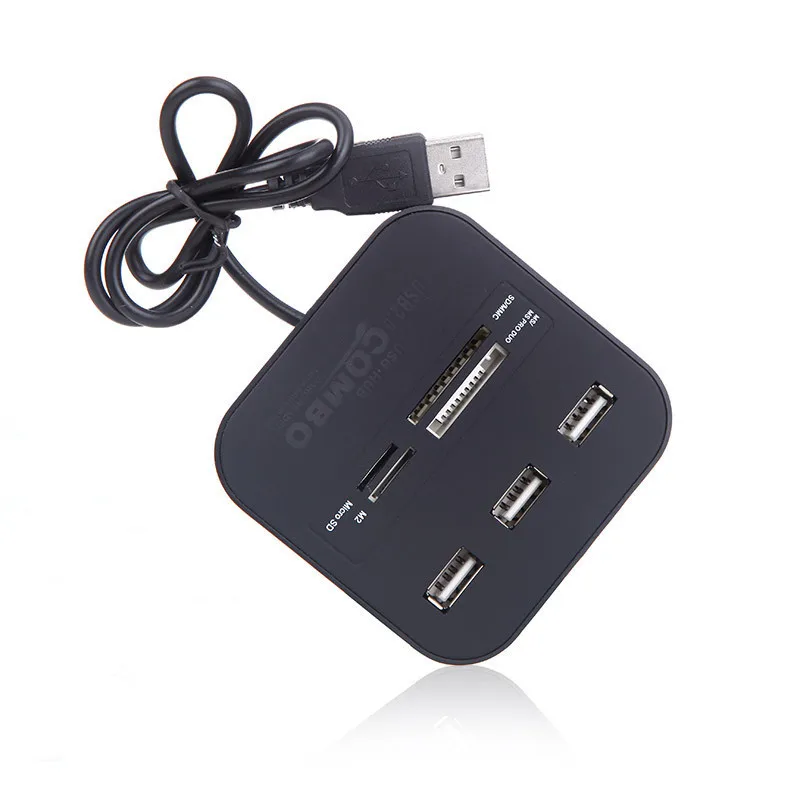 All in One Multi card Reader with 3 Ports USB 2.0 Hub card Reader Combo