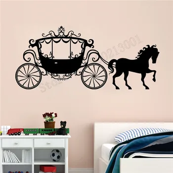 

Wall Sticker Horse And Carraige Princess Room Decoration Vinyl Art Removeable Mural Kidsroom Girls Baby Poster Beauty LY670