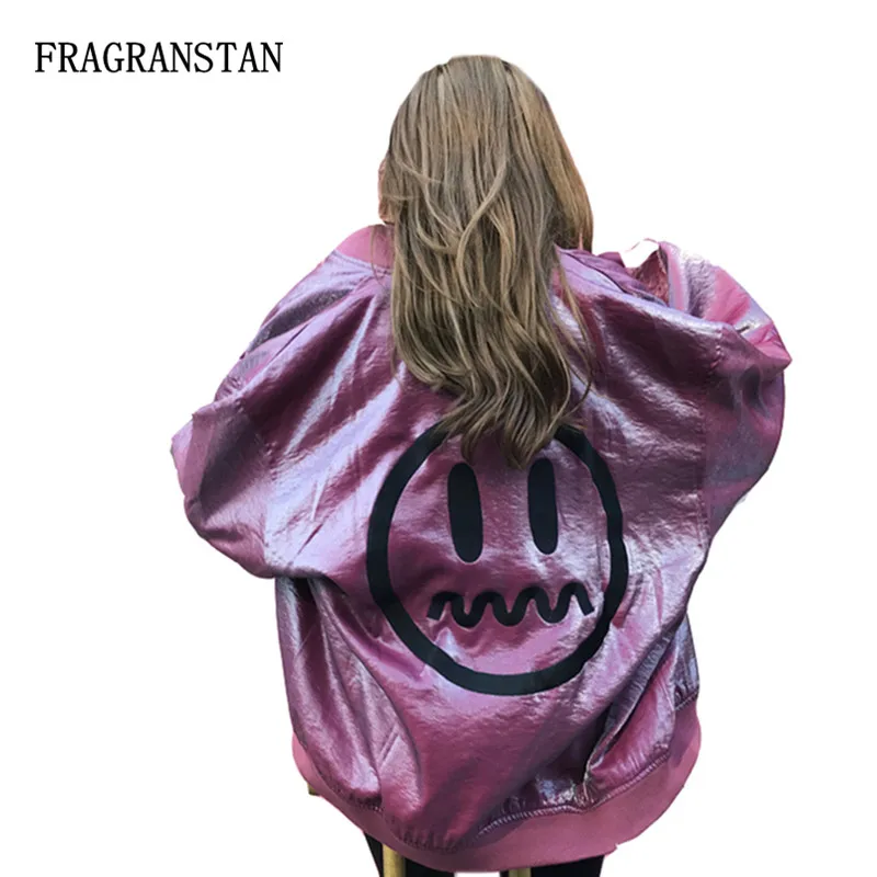 

2017 New Fashion Women Street Style Oversize Demon Cry Embroidery Coat Female Personality Satin Loose Zipper Bomber Jacket LY18