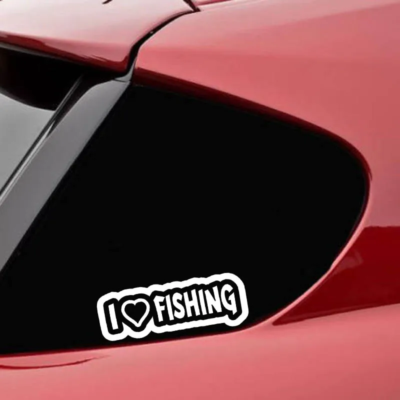 YJZT 12 см * 4 3 I LOVE HEART FISHING модная виниловая Автомобильная наклейка наклейки черные