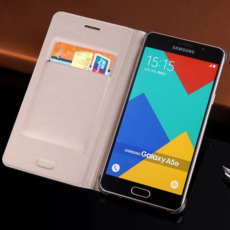 

Slim Leather Wallet Case Flip Back Cover Shell With Card Holder Holster Phone Mask For Samsung Galaxy A5 2016 A510 A510F A510H