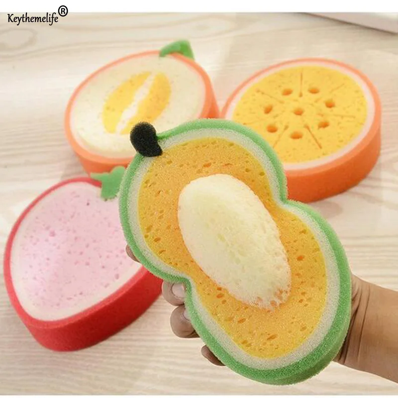 5pcs Fruit Shape Cleaning Sponge Durable Kitchen Dishes Table Cleaning