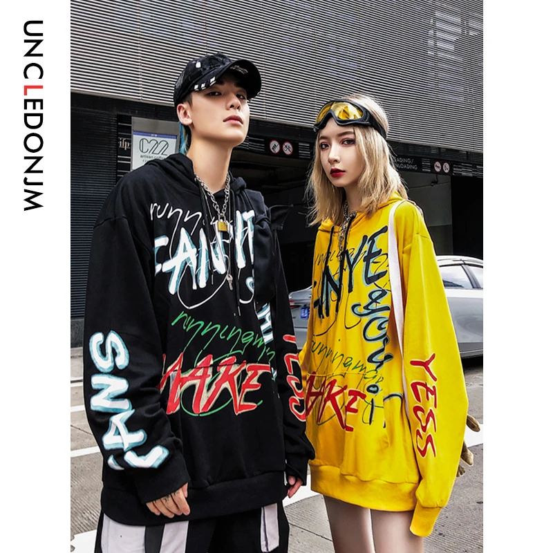 

UNCLEDONJM Hip Hop Graffiti Hoodies Mens 2019 Autumn Casual Pullover Sweats Hoodie Male Fashion Skateboards Sweatshirts 532W