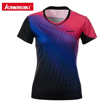 

Kawasaki Women Sportswear 100% Polyester Badminton Sports Shirts V-Neck Breathable Ultra Light Shorts T-shirts ST-T2012