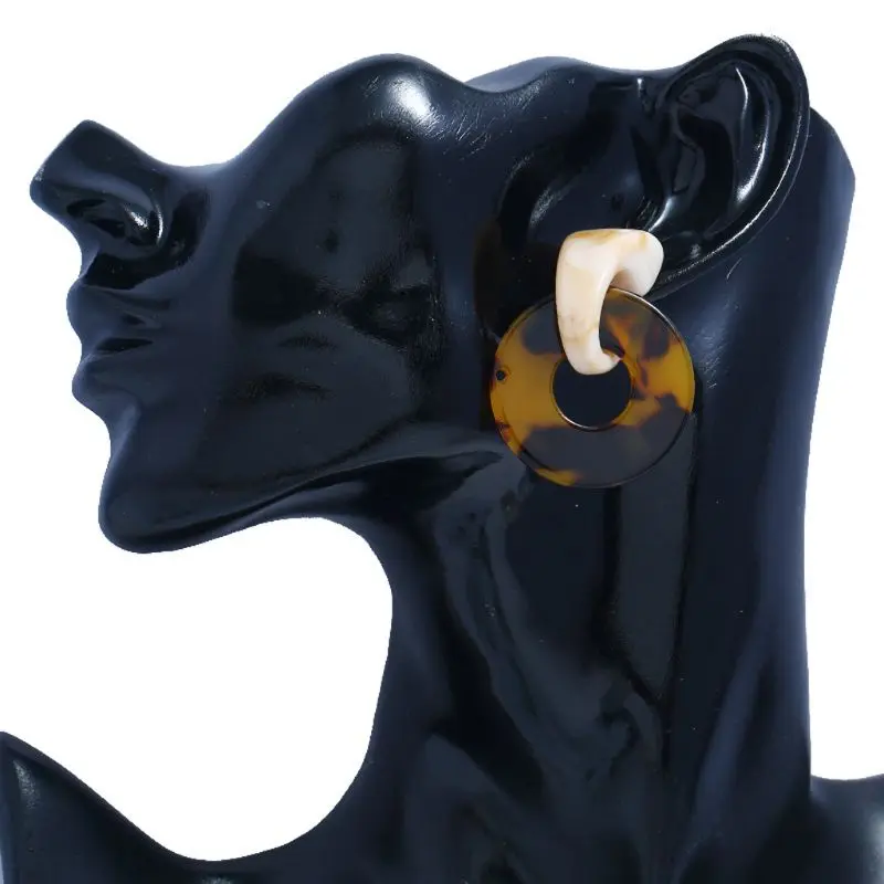 

Tortoise Shell Round Hoop Stud Earrings Leopard Acrylic Acetate Fashion Jewelry 2019 Gifts