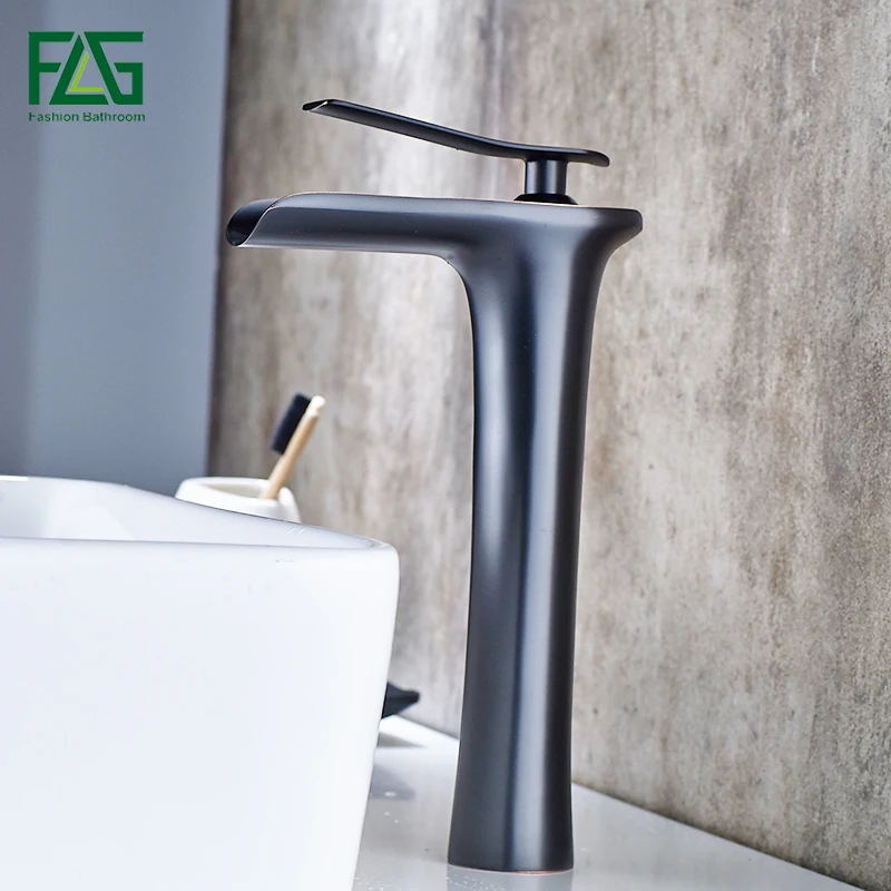 

FLG Basin Faucets Modern ORB Bathroom Faucet Waterfall faucets Single Hole Cold and Hot Water Tap Basin Faucet Mixer Taps