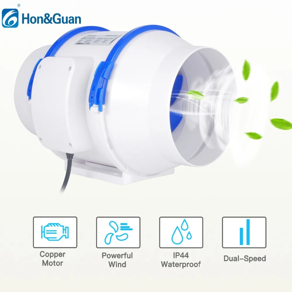 4/5/6/8'' 220V inline duct fan strong air ventilator ABS pipe ventilation exhaust fan dual speed system bathroom wall window fan