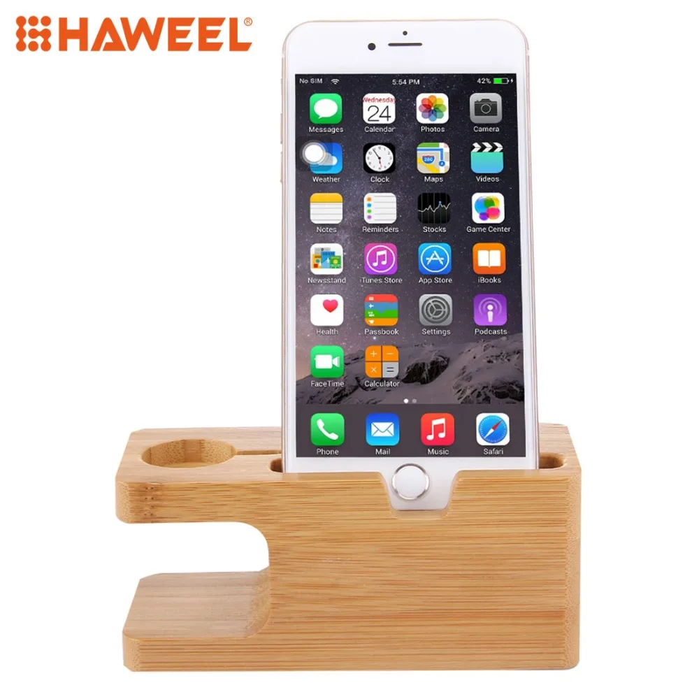 

HAWEEL Bamboo Wooden Charger Holder for Apple Watch 38mm & 42mm iPhone 7 & 7 Plus / iPhone 6 & 6 Plus / iPhone 8 & 8 Plus