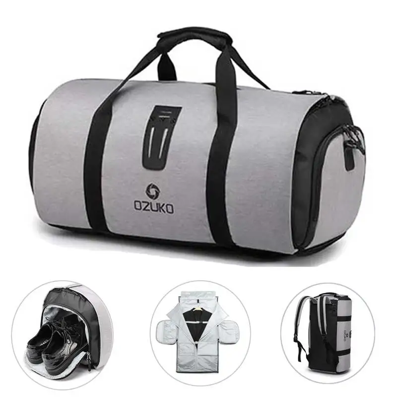 

OZUKO Large Capacity Travel Hand Bag Waterproof Multifunction Luggage Duffle Backpcak for Trip Suit Storage with Shoe Pouch