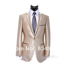 Изготовленный на заказ, чтобы измерить мужской костюм, на заказ костюм для шампанского с закругленным ОТВОРОТОМ с черным краем для кармана(куртка+ брюки+ галстук+ карман для приседания