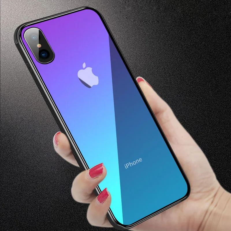 Чехол для iPhone 11 Pro Max Жесткий из закаленного стекла с градиентом XS XR X 7 8 6 6S Plus |