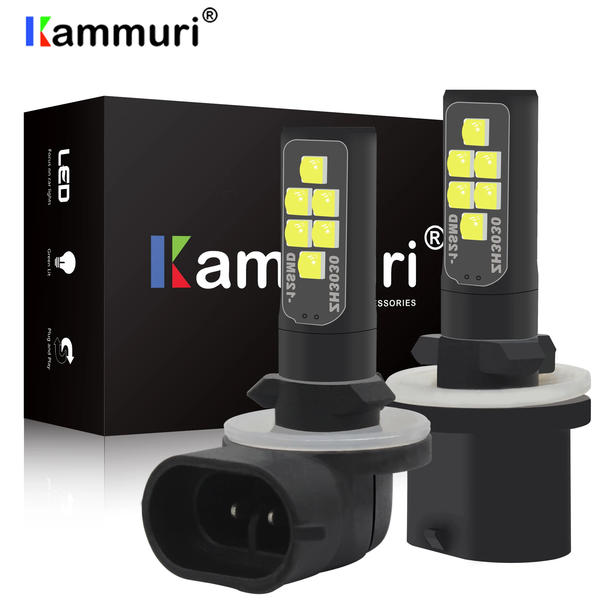 

KAMMURI h27w2 h27w/2 LED Bulb h27w 880 881 h27w1 h27w/1 Car led fog light lamp car daytime running light DRL White Amber 12V LED