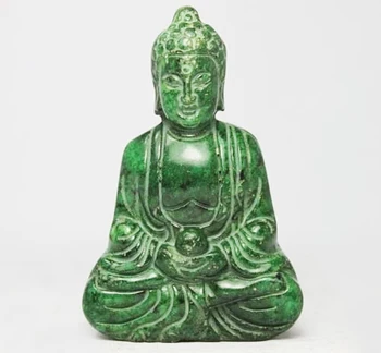 

CHINESE HANDWORK CARVING BUDDHA OLD GREEN JADE STATUE