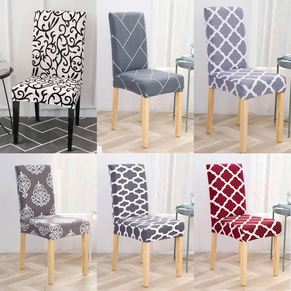 

Spandex Dinner Chair cover Home Stretch elastic Floral Stripe print