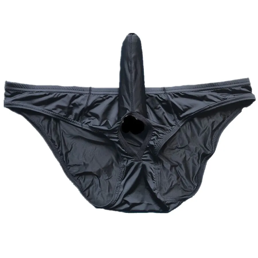 M XXL Quick drying Open Mens Pouch Briefs Low Rise Translucent Silk