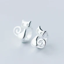 MloveAcc Женские Симпатичные серьги-гвоздики кошка Brinco дизайн 925 серебряные серьги для женщин модные ювелирные изделия оптом