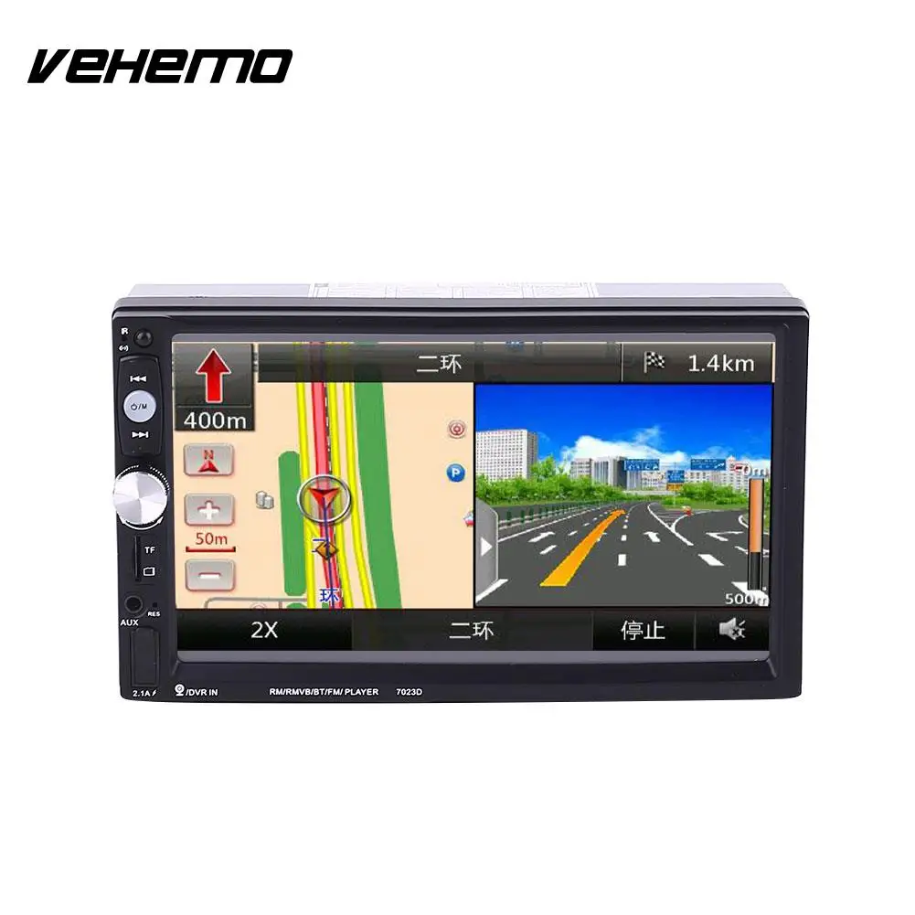 

Vehemo 2 Double DIN 7 Inch Car MP5 7023D Support With GPS Navigation (not include)FM Bluetooth Radio