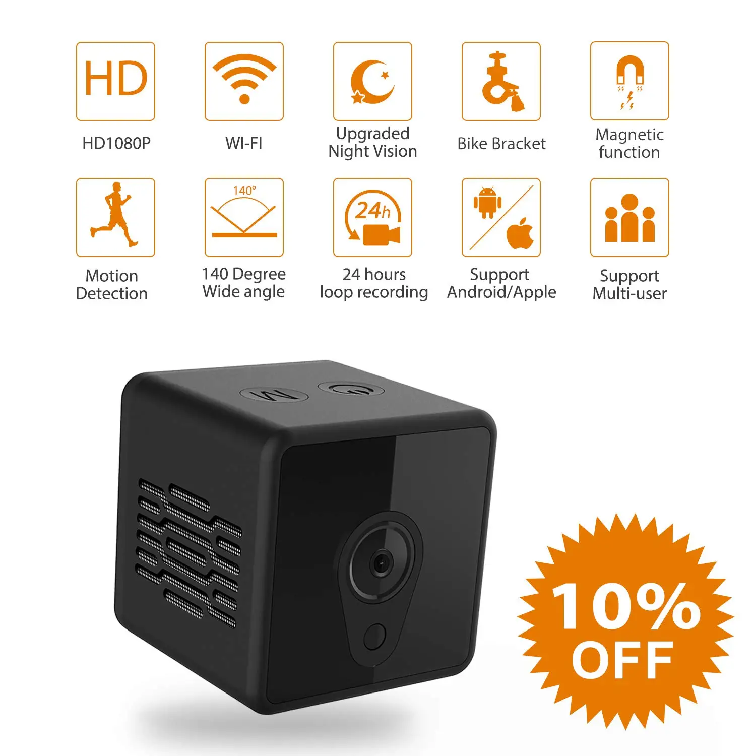 Camsoy S1 WiFi мини-камера 1080P HD IP P2P с функцией ночного видения, удаленная домашняя камера безопасности, беспроводная камера ночного видения, детский монитор