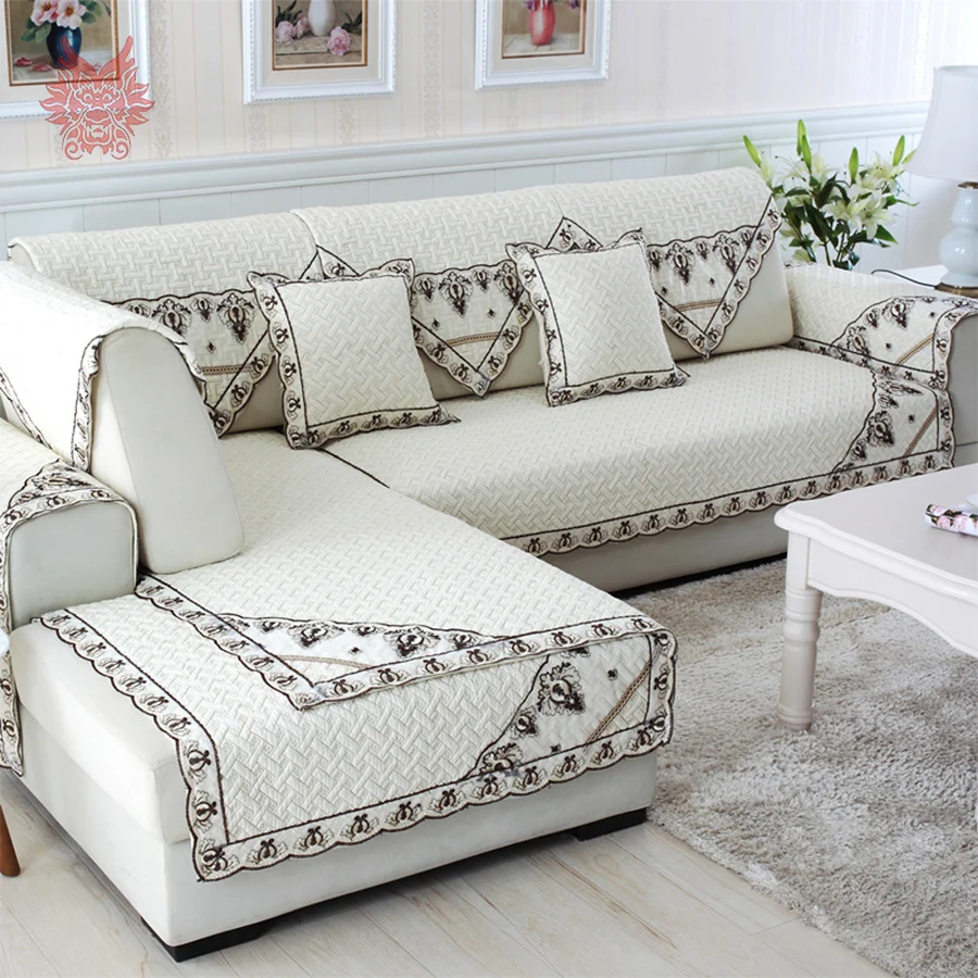 European style cotton quilted sofa cover chair slipcovers canape lace