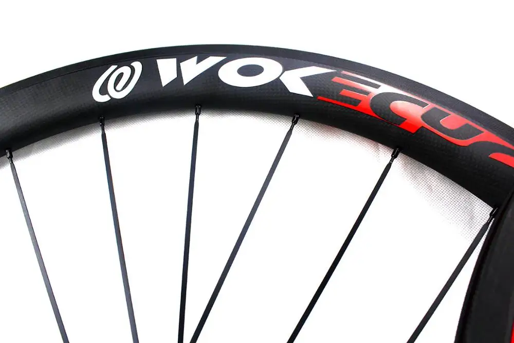 Sale 50mm Carbon Road bike wheels red white  decals cycling Carbon fiber bicycle racing wheelset 25mm width basalt braking surface 4