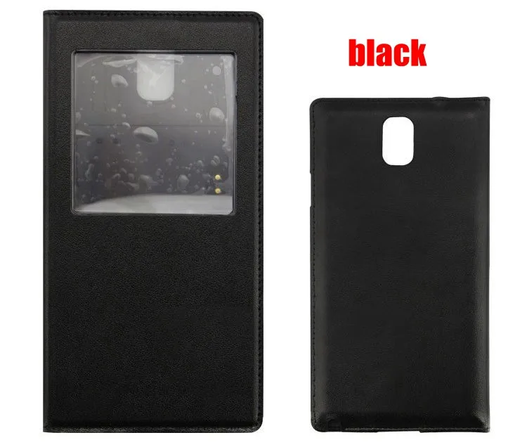 Флип-чехол с функцией автоматического сна, смарт-сенсорная панель с чипом, кожаный чехол для samsung Galaxy Note 3 Note3 N9000 N9005 - Цвет: Черный