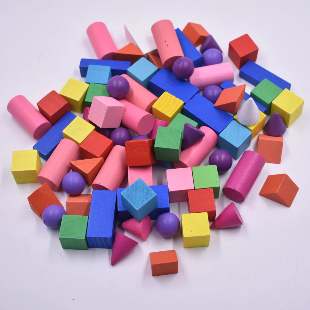 70 шт./компл. новые цвета деревянные искусственные 3d формы Монтессори Обучающие
