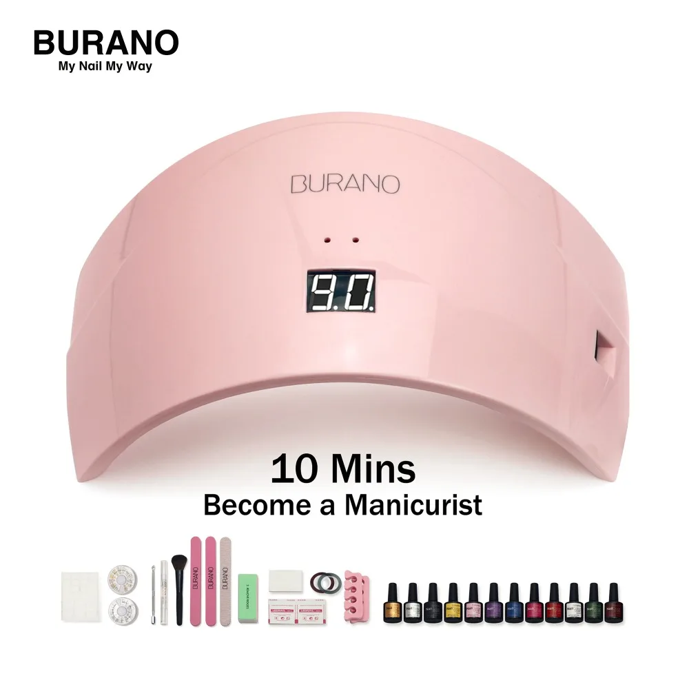 Набор для ногтей BURANO 10 гель лаков 36 Вт Светодиодная лампа набор украшений