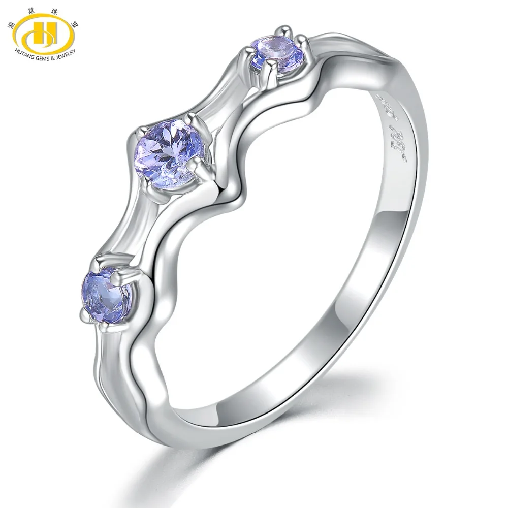 Hutang Natural Gemstone Tanzanite Wedding Ring Solid 925 Sterling Silver Fine Fashion Stone Jewelry for Women's Gift New Arrival Hutang Natural Gemstone Tanzanite Wedding Ring Solid 925 Sterling Silver Fine Fashion Stone Jewelry for Women's Gift New Arrival