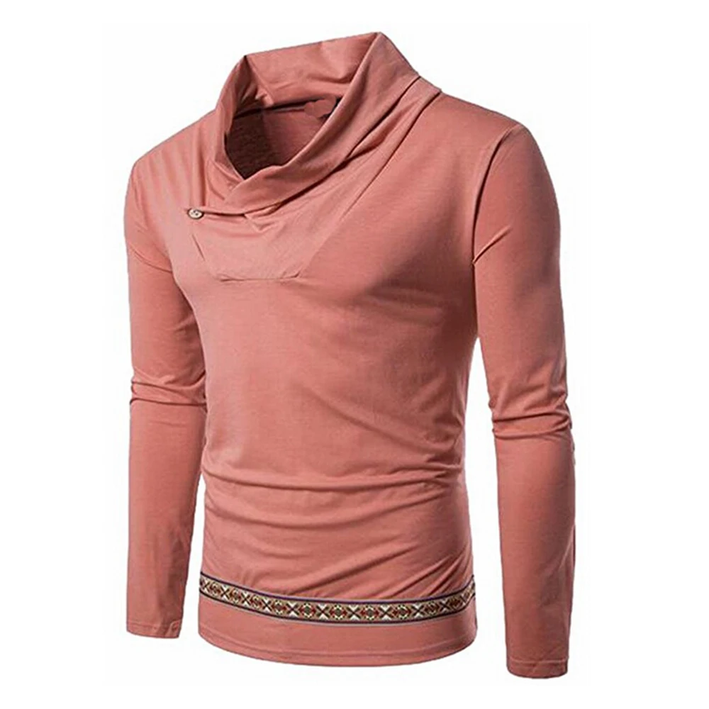 Gresanhevic New 2018 Mens Cowl Neck Ethnic Print Causal Long Sleeve Top T shirtin TShirts from