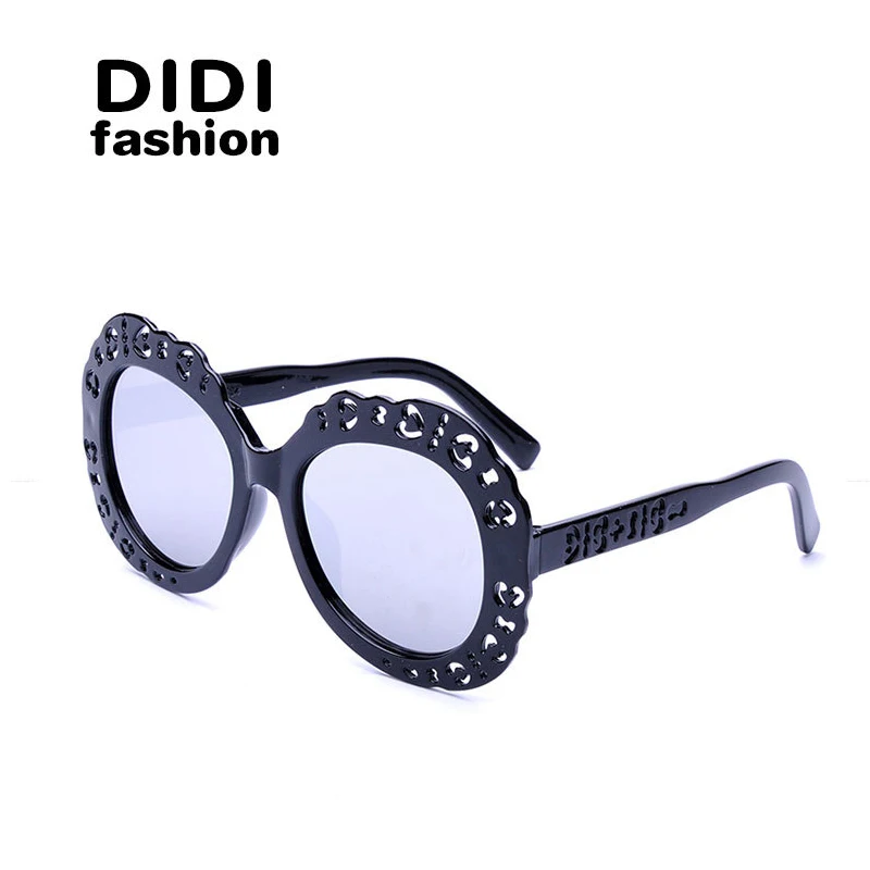 

DIDI Oversized Round Hollow Flower Sunglasses Women Brand Reflective Coating Mirror Eyewear Goggle Plastic Frame Eyewear W179
