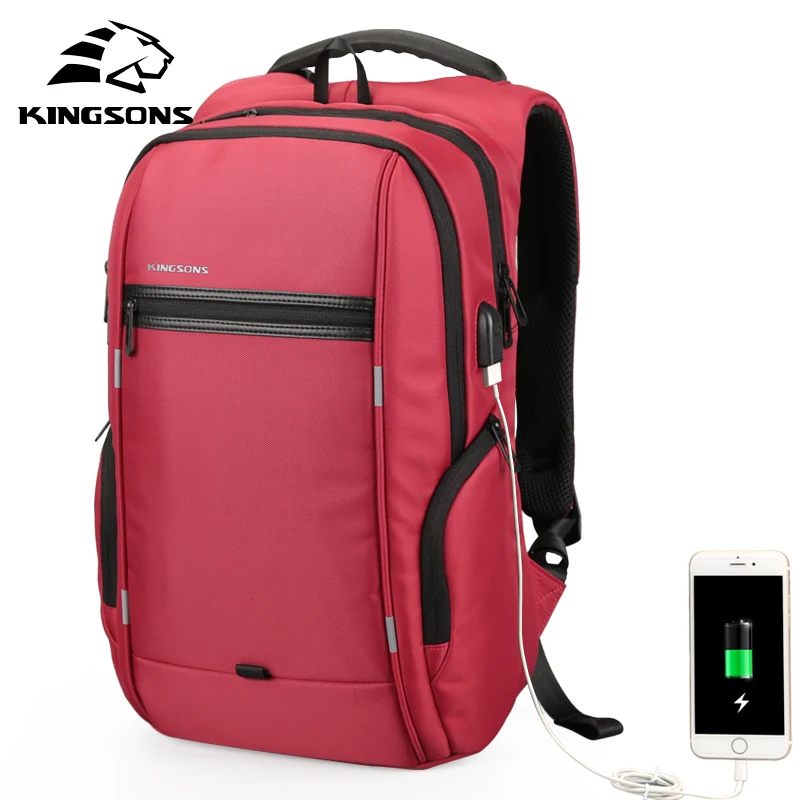

Kingsons 13 Inch External USB Charging Men's Backpack for Computer Bag Women Backpacks Waterproof Anti-theft School Bag