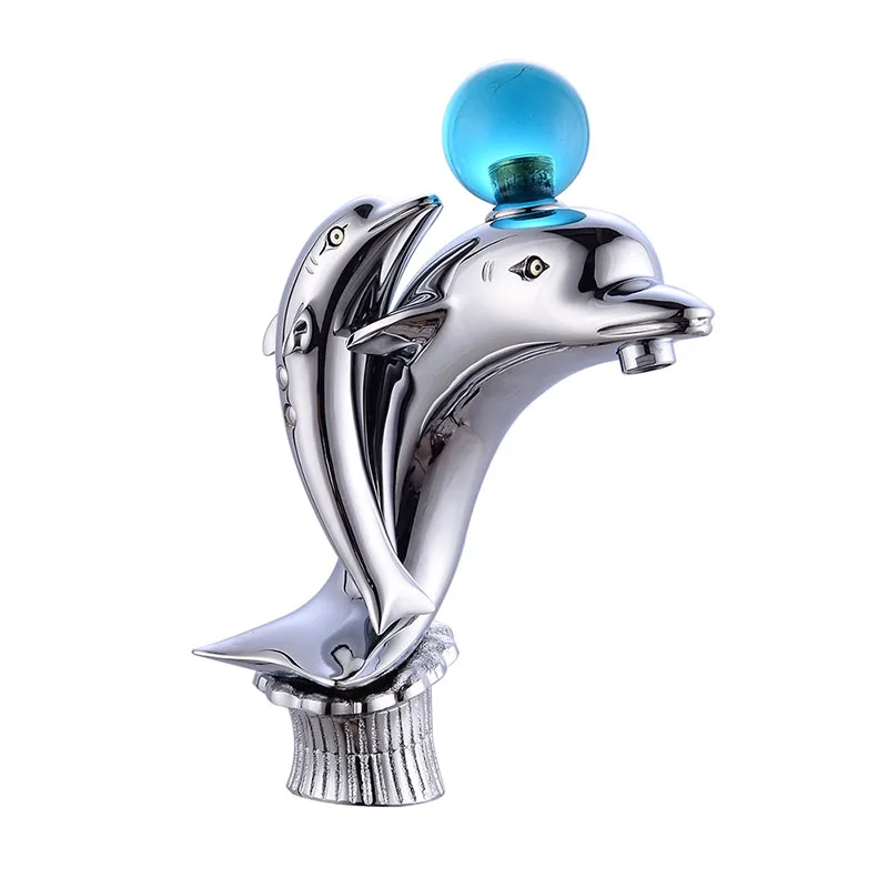 Chrome Brass Dolphin faucet Bathroom Faucet Vessel Sink Basin Faucet