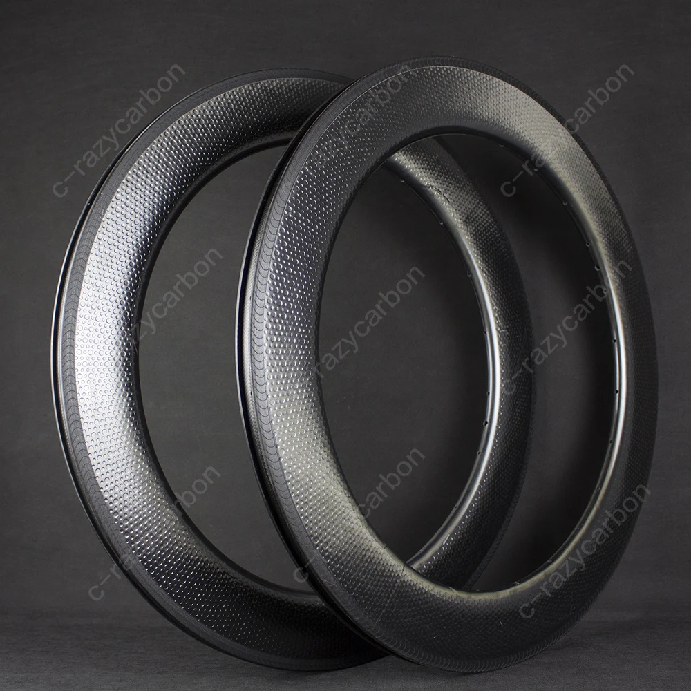 Excellent Performance High TG Dimple Golf 80mm Profile Carbon Road Rims T700C Tubular/Clincher Road Wheels 1