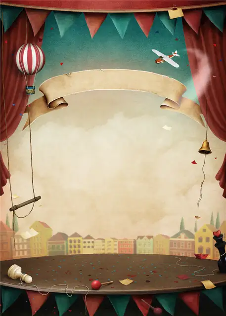 Retro Vintage Round Stage Photography Backdrop Printed Hot Air
