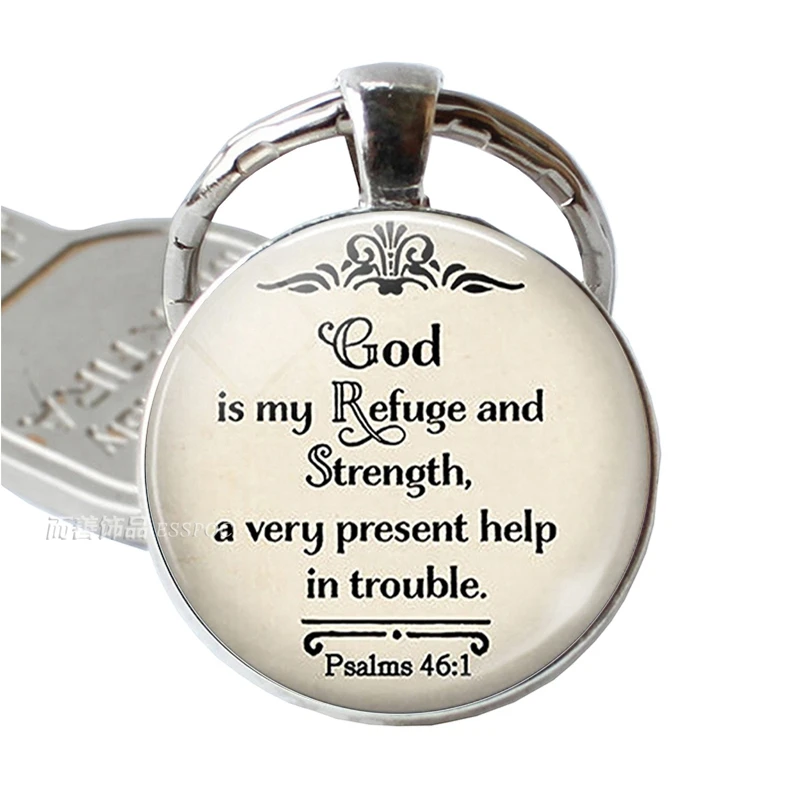 God Is My Refuge and Strengh Библейский стеклянный купол подвеска с цитатой библейские