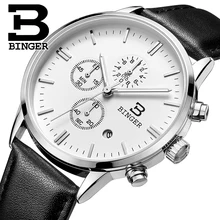 Новые мужские часы люксовый бренд наручные часы Бингер кварцевые мужские часы водонепроницаемые часы Авто Дата хронограф BG9201-1