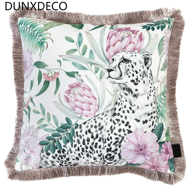 

DUNXDECO Cushion Cover Square Decorative Pillow Case Modern Luxury White Leopard Short Brush Coussin Home Sofa Chair Decor