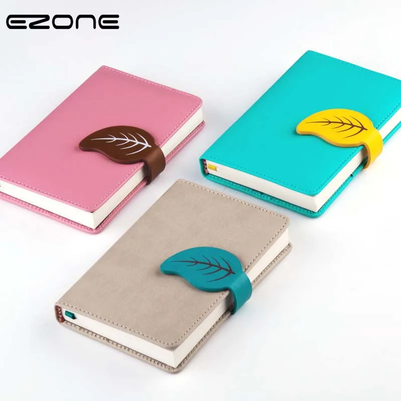 

EZONE Leaf Leather Cover Notebook Travel Journal Gift Sketchbook Stationery Agenda Diary Note Book Students Writing Pockets Book