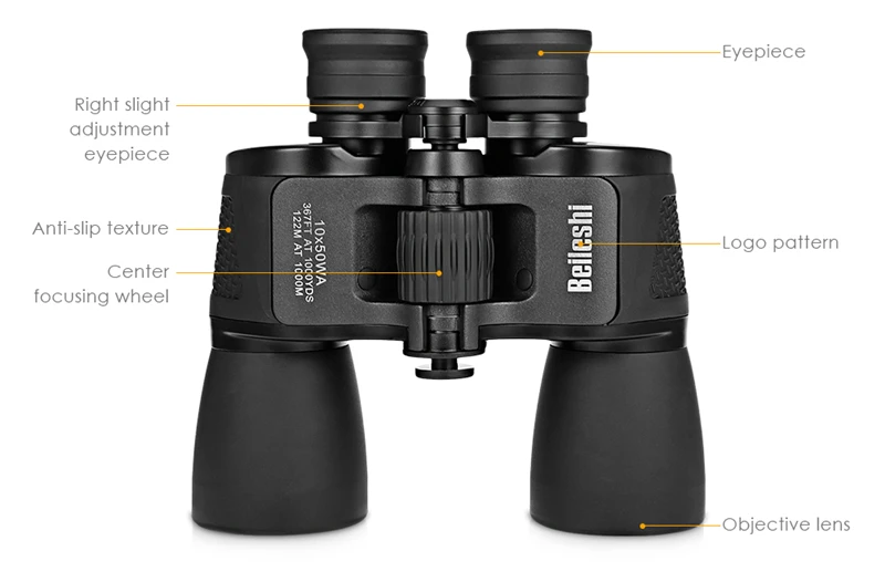 Beileshi бинокль 10X50 HD Vision широкоугольный Призма складной бинокль открытый профессиональный охотничий телескоп для путешествий концерта