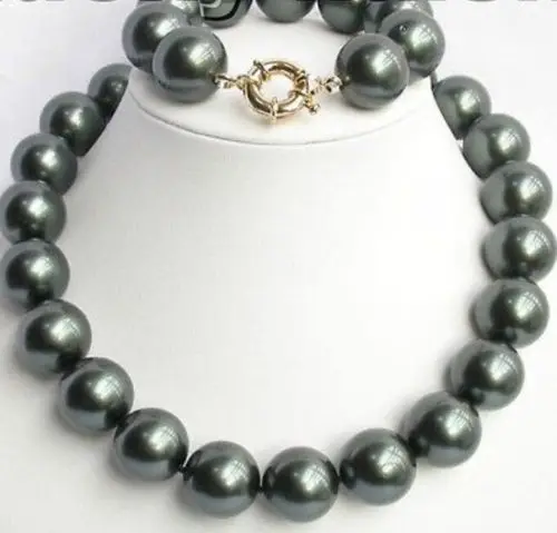 

14MM Black South Sea shell pearl necklace bracelet^^^@^Noble style Natural Fine jewe fast SHIPPING