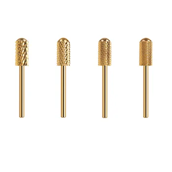 

URANN 1Pcs 6.35mm Gold Plated Grinding Head Tool For Nail Art Drill Machine Tungsten Steel Cylindrical Nail Grinding Head