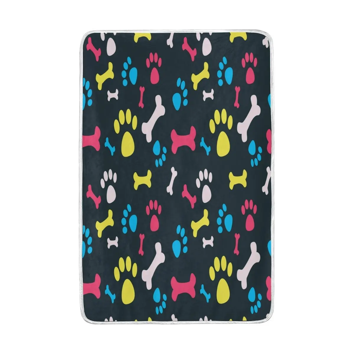 Funny Puppy Dog Colorful Paw Bone Blanket Soft Warm Cozy Bed Couch