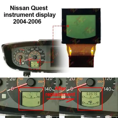 Kesoto Speedometer Cluster LCD Screen Van Instrument for Quest 2004-2006 