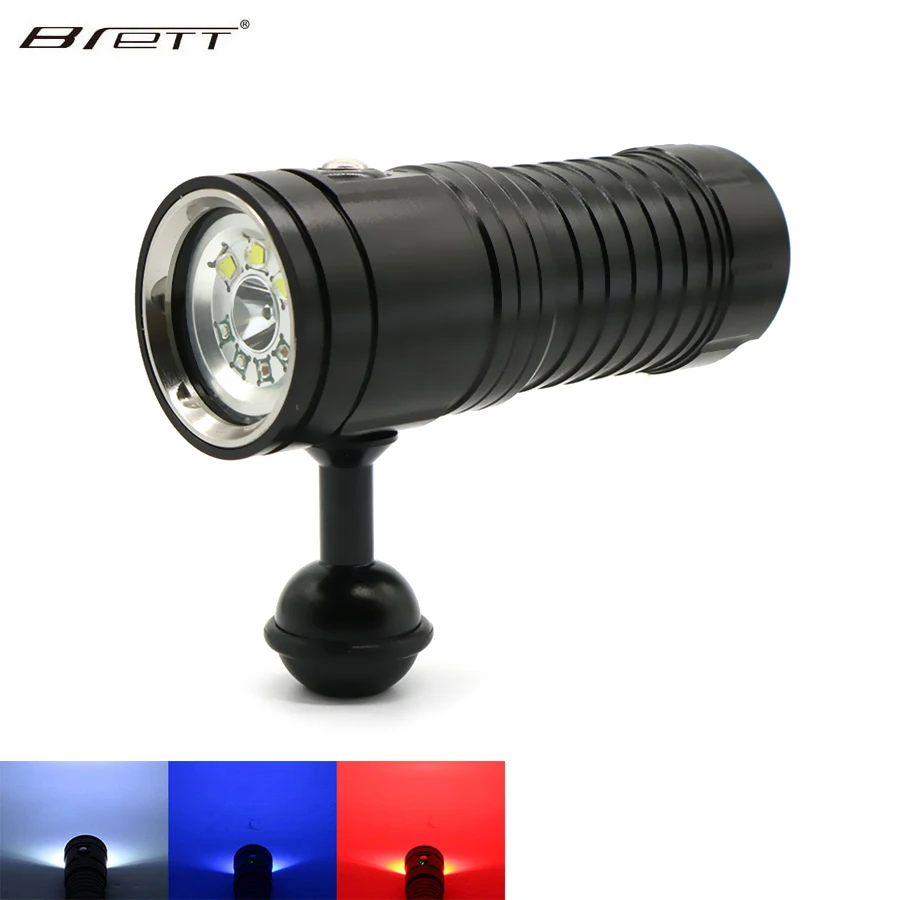 

New LED Diving Flashlight Multi-function Underwater Tactical Photography Flashlight 4 XM-L2 Video Linterna Led With Blue+Red