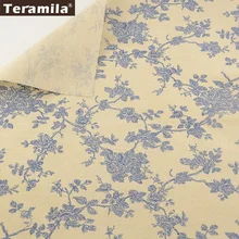 Teramila хлопок белье Ткань с принтом синий филиалов конструкции Вышивание Материал ткани скатерть Подушка сумка Шторы Подушка