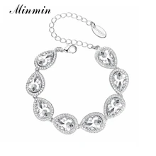 Minmin Роскошные каплевидные браслеты цвета шампанского/серебра, браслеты с кристаллами, свадебные ювелирные изделия для женщин, модные аксессуары SL051