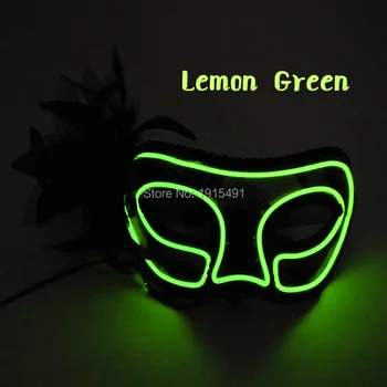 

Nighttime Show Decor Cold Light Half Face Sexy Feather Realistic Mask Holiday Lights Neon Led Ball Princess Mask for Mardi Gras