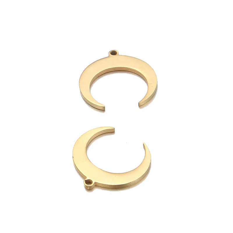 

15 X14mm Stainless Steel Small Moon Charm One/two Holes Gold Color Pendant for Necklace/bracelet DIY Accessories Making 20pcs